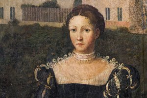 Porträt einer Adligen (Detail) von Alessandro Bonvicino Moretto