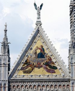Dom von Siena (Cattedrale di Santa Maria Assunta). Detail: Mosaik mit der Krönung Mariens von Alessandro Franchi