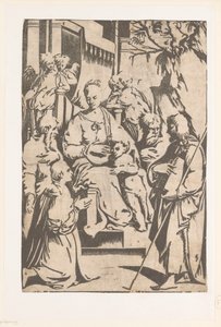 Maria mit Kind umgeben von Heiligen von Alessandro Gandini
