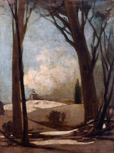 Verschneite Landschaft mit San Luca, Gemälde von Alessandro Guardassoni, Italien von Alessandro Guardassoni