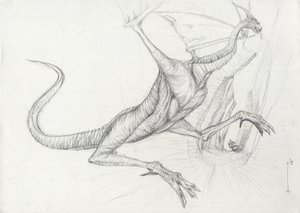 Fantastische Kreatur: Ein Drache Bleistiftskizze von Alessandro Lonati