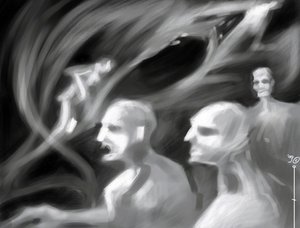 Fantastische Kreaturen: eine Gruppe von Spektren - Zeichnung von Alessandro Lonati