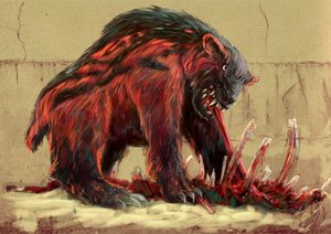 Fantastische Monster und Kreaturen, Kryptozoologie: der Nandi-Bär, der die Savannen von Tansania und Kenia bewohnt (Kerit, Chimit, Kikambungure, Duba und Sabroukoo)