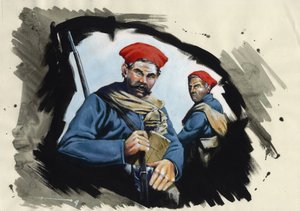Erster Weltkrieg 1914-1918: Algerische Soldaten der französischen Armee in einem Schützengraben von Alessandro Lonati