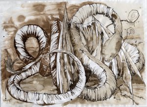 Illustration eines fantastischen und legendären Tieres: Drache mit schlangenlangem Körper von Alessandro Lonati