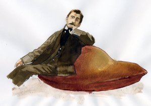 Marcel Proust sitzt auf seiner Madeleine (Tinte auf Papier)