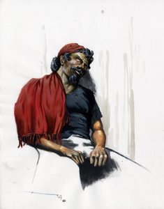 Pirat oder schlafender Seemann. Farbzeichnung von Alessandro Lonati. von Alessandro Lonati