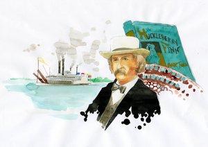 Porträt des amerikanischen Schriftstellers Mark Twain (1835-1910) Illustration von Alessandro Lonati von Alessandro Lonati