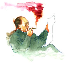 Porträt des chinesischen kommunistischen Revolutionärs und Gründers der Volksrepublik China Mao Zedong von Alessandro Lonati