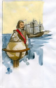 Porträt des englischen Freibeuters, Entdeckers, Sklavenhändlers und Politikers Francis Drake von Alessandro Lonati
