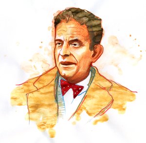 Porträt des französischen Psychiaters und Psychoanalytikers Jacques Lacan (1901-1981) von Alessandro Lonati