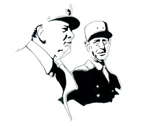 Porträt von General Charles de Gaulle und Winston Churchill