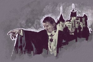 Porträt des ungarischen Schauspielers Bela Lugosi als Graf Dracula (Illustration)