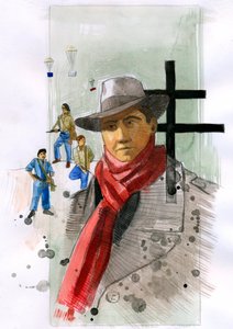 Porträt von Jean Moulin, hochrangiges Mitglied der Résistance in Frankreich während des Zweiten Weltkriegs von Alessandro Lonati