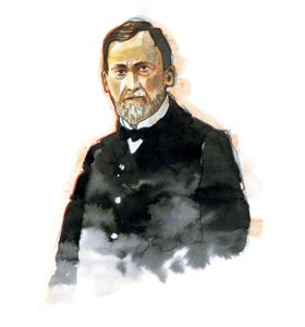 Porträt von Louis Pasteur (1822-1895) französischer Wissenschaftler Illustration von Alessandro Lonati
