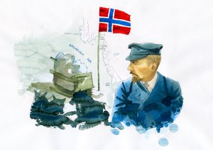 Porträt des norwegischen Seefahrers und Entdeckers Roald Amundsen (1872-1928) Illustration von Alessandro Lonati von Alessandro Lonati