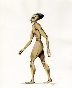 Science-Fiction-Illustration: ein Alien vom Planeten Mars auf der Eroberung des Weltraums. Zeichnung von Alessandro Lonati von Alessandro Lonati