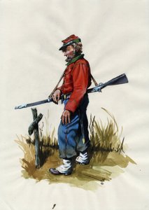 Zweites Kaiserreich (1852-1870): Italienische Einigung (Risorgimento), Freiwilliger der Garibaldi-Armee, bekannt als „Rothemden“-Kämpfer für die Sache von Giuseppe Garibaldi (1807-1882) in Italien