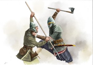 Wikingerkrieger im Kampf von Alessandro Lonati