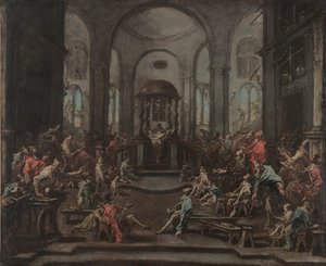 Innenraum einer Synagoge, um 1725-1735