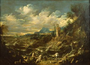Landschaft mit stürmischer See, ca. 1720