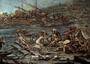 Das Einsteigen der Galeerensträflinge im Hafen von Genua (Detail). Gemälde von Alessandro Magnasco (1667-1749). Bordeaux, Museum der Schönen Künste von Alessandro Magnasco
