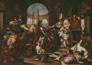 Theodosius von der Kirche durch den Heiligen Ambrosius abgewiesen von Alessandro Magnasco