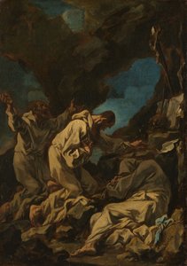 Drei Kamaldulenser Mönche im ekstatischen Gebet von Alessandro Magnasco