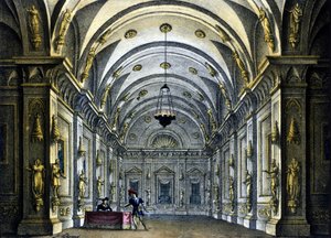 Bühnenbild von Sanquirico für die Oper „Anna Bolena“ von Gaetano Donizetti (1797-1848), aufgeführt im Teatro Carcano in Mailand von Alessandro Sanquirico