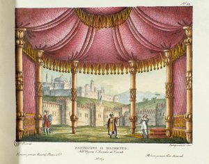 Der Pavillon von Muhammad (Akt II) Bühnenbild für die Aufführung der Oper „Die Belagerung von Korinth“ (L