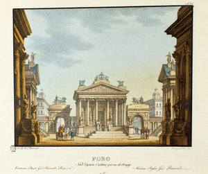 Ansicht des Forums. Szenografie für die Aufführung der Oper „L