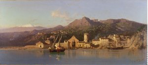Ansicht von Taormina, Sizilien, mit dem Ätna im Hintergrund, 1868