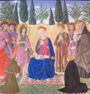 Madonna und Kind mit Heiligen, bekannt als Cafaggiolo-Altarbild