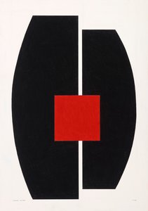 Rotes Quadrat auf Schwarz von Alex Dunn