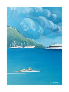 Schwimmend auf blauem Meer von Alex Nereuta