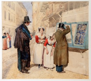 Ein Bräutigam wählt einen Ring für seine Verlobte, 1838