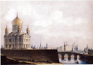 Die Kathedrale Christi des Erlösers mit Blick auf den Moskauer Kreml, 1836-1837 von Alexander Andreyevich Thon