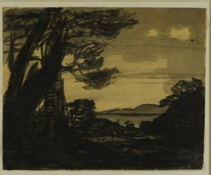 Ziegen am Rand eines Sees von Alexander Cozens