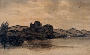 Italienische Landschaft mit Kuppelgebäude von Alexander Cozens