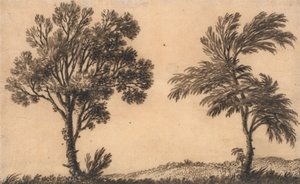 Studie von zwei Weiden von Alexander Cozens
