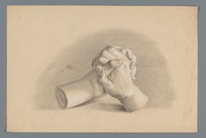 Gipsmodell von zwei gefalteten Händen von Alexander Cranendoncq