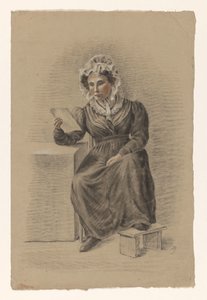 Sitzende Frau mit dem Fuß auf einem Hocker, einen Brief lesend von Alexander Cranendoncq