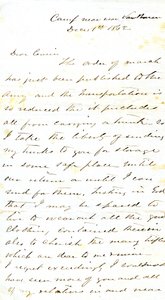 Brief unterzeichnet A.E. Steen, Lager in der Nähe von Van Buren, an seine Cousine Frau Mary Walker, Van Buren, Ark., 1. Dezember 1862 von Alexander Early Steen