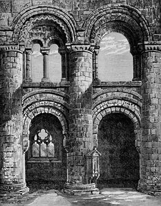 Normannische Bögen im Kirchenschiff, Jedburgh Abbey, ca. 1880, 1897 von Alexander Francis Lydon