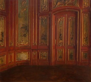 Innenraum eines Zimmers mit Rokoko-Vertäfelung von Alexander Friedrich Werner