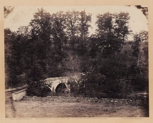 Burnside-Brücke, über den Antietam Creek, Maryland, aus Gardners Skizzenbuch des Bürgerkriegs von Alexander Gardner