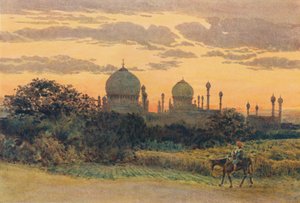 Sonnenuntergang hinter dem Ibrahim Roza, Bijapur, um 1880 1905 von Alexander Henry Hallam Murray