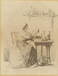 Dienstmädchen, das am Tisch putzt von Alexander Hugo Bakker Korff