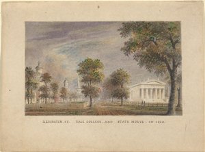 New Haven CT. Yale College und State House im Jahr 1830 von Alexander Jackson Davis