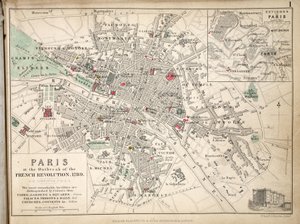 Karte von Paris beim Ausbruch der Französischen Revolution, 1789, veröffentlicht von William Blackwood and Sons, Edinburgh und London, 1848